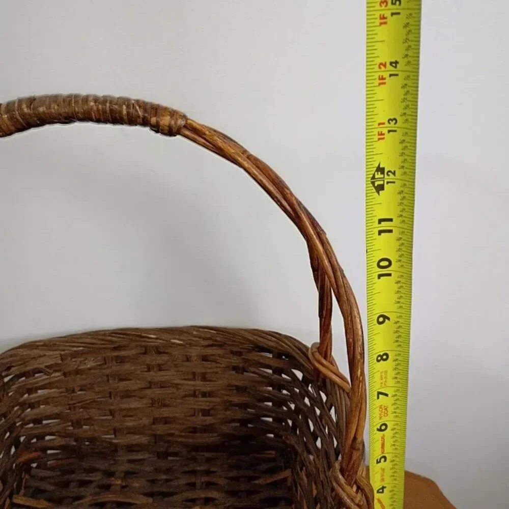Large Wicker Basket with Handle Farmhouse Country Decor